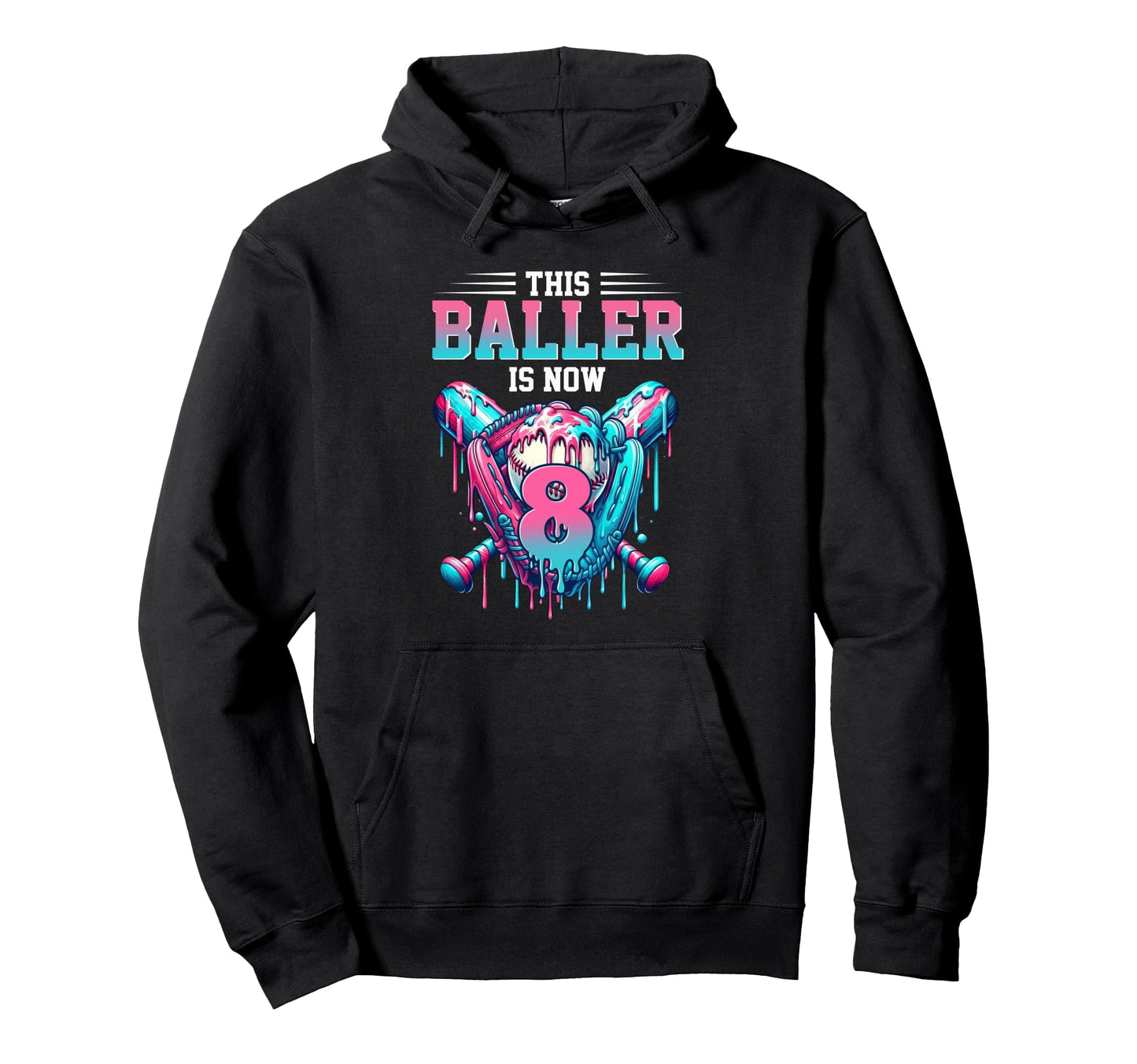 This Baller Is Now 8 Year Old Hoodie - Aesthetic Graphic for Adults - T-Shirt, Sweatshirt, Hoodie