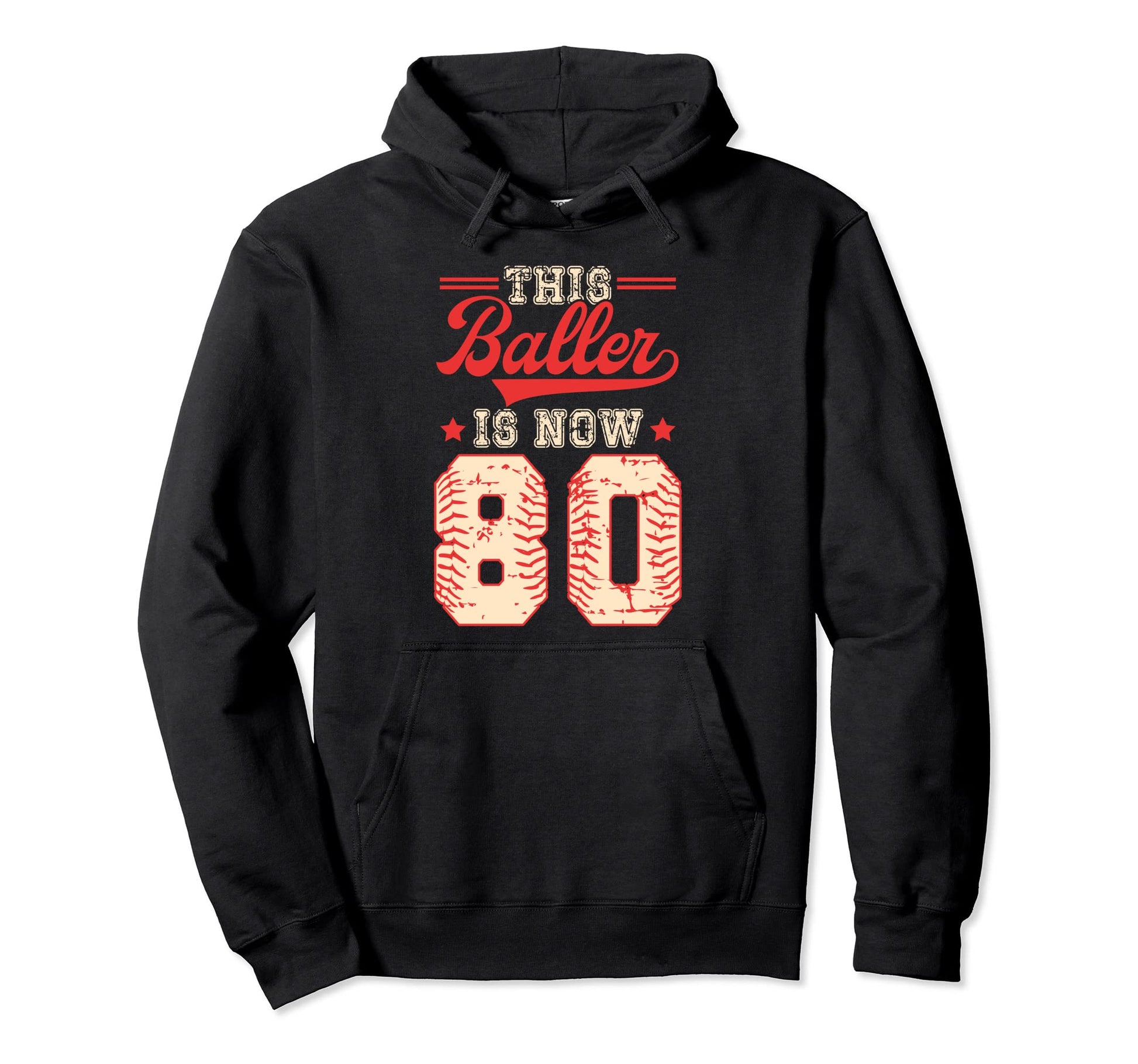 This Baller Is Now 80 Baseball Hoodie - Aesthetic Graphic Men Women - T-Shirt, Sweatshirt, Hoodie