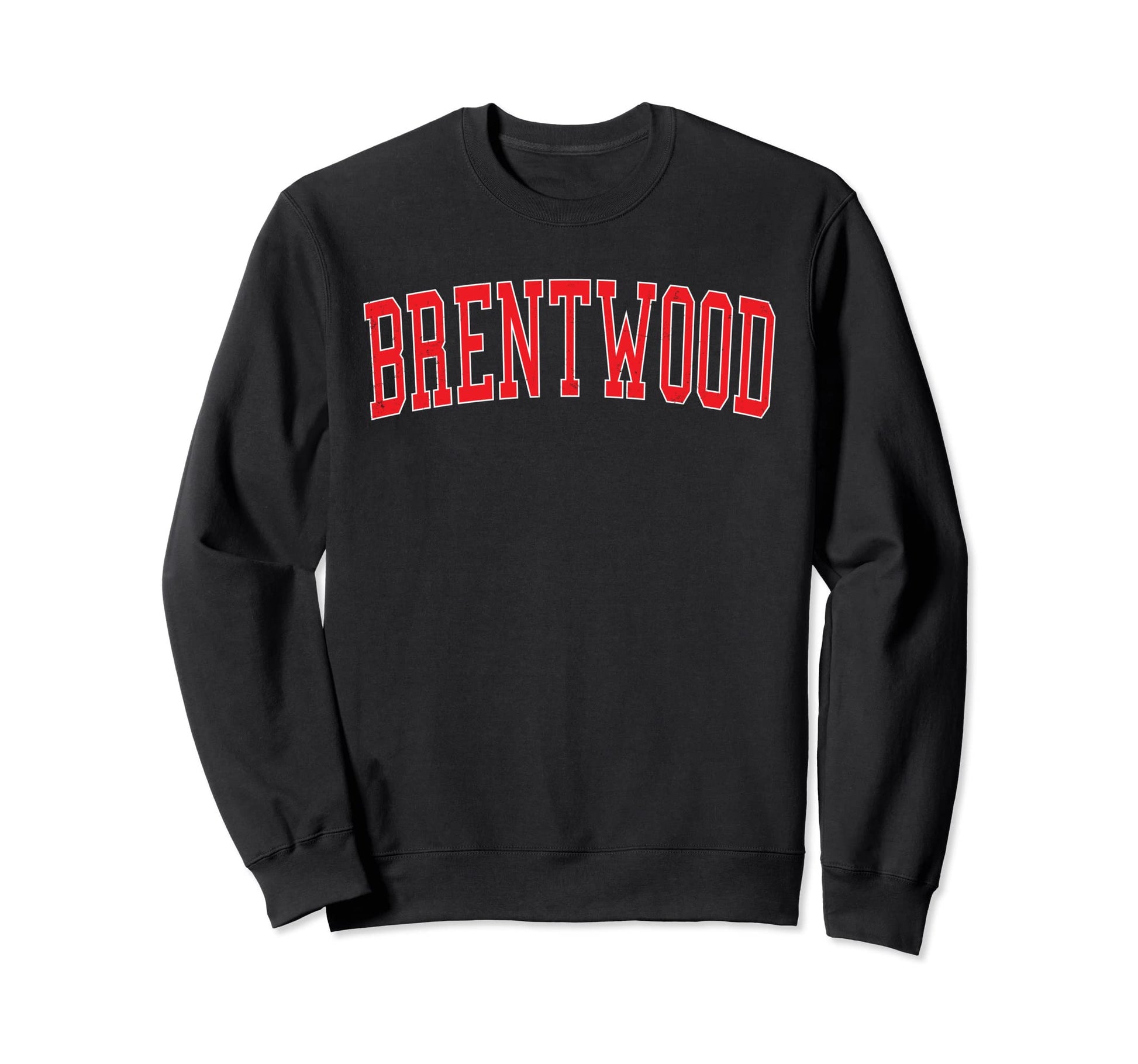 Brentwood Ny Varsity Red Text Sweatshirt - Casual Everyday Wear Unisex - T-Shirt, Sweatshirt, Hoodie