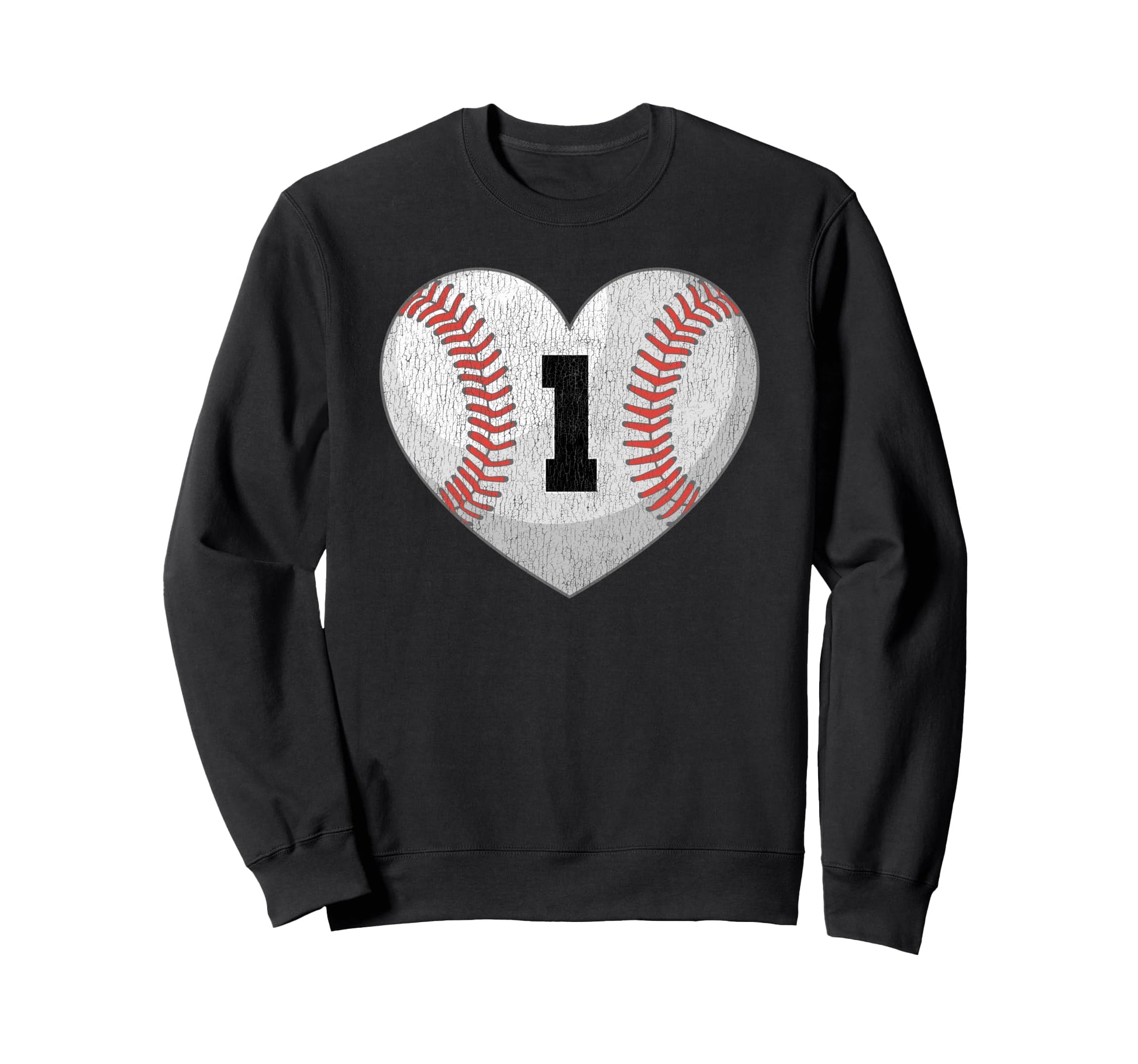 Baseball Number 1 Distressed Sweatshirt - Casual Everyday Wear Men Women - T-Shirt, Sweatshirt, Hoodie
