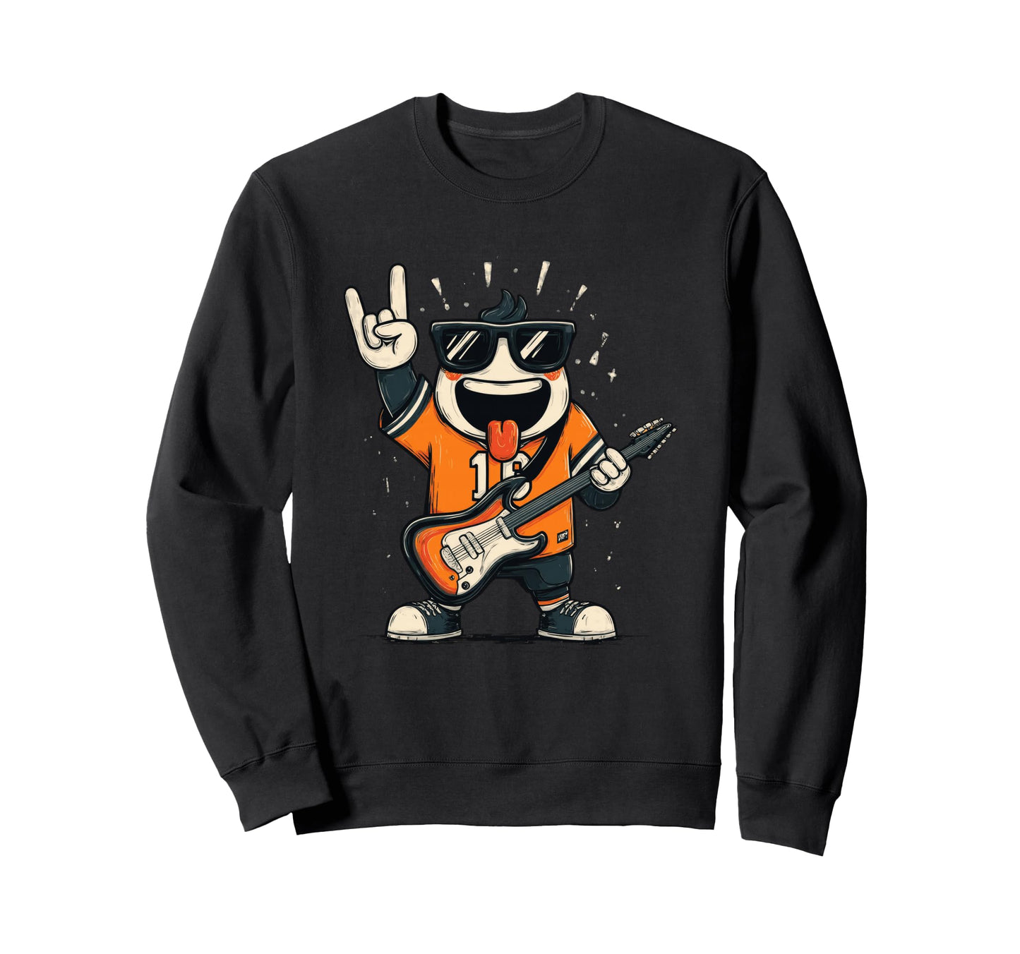 Funny Rock Music Guitarist Cartoon Sweatshirt - Novelty Apparel Men Women - T-Shirt, Sweatshirt, Hoodie
