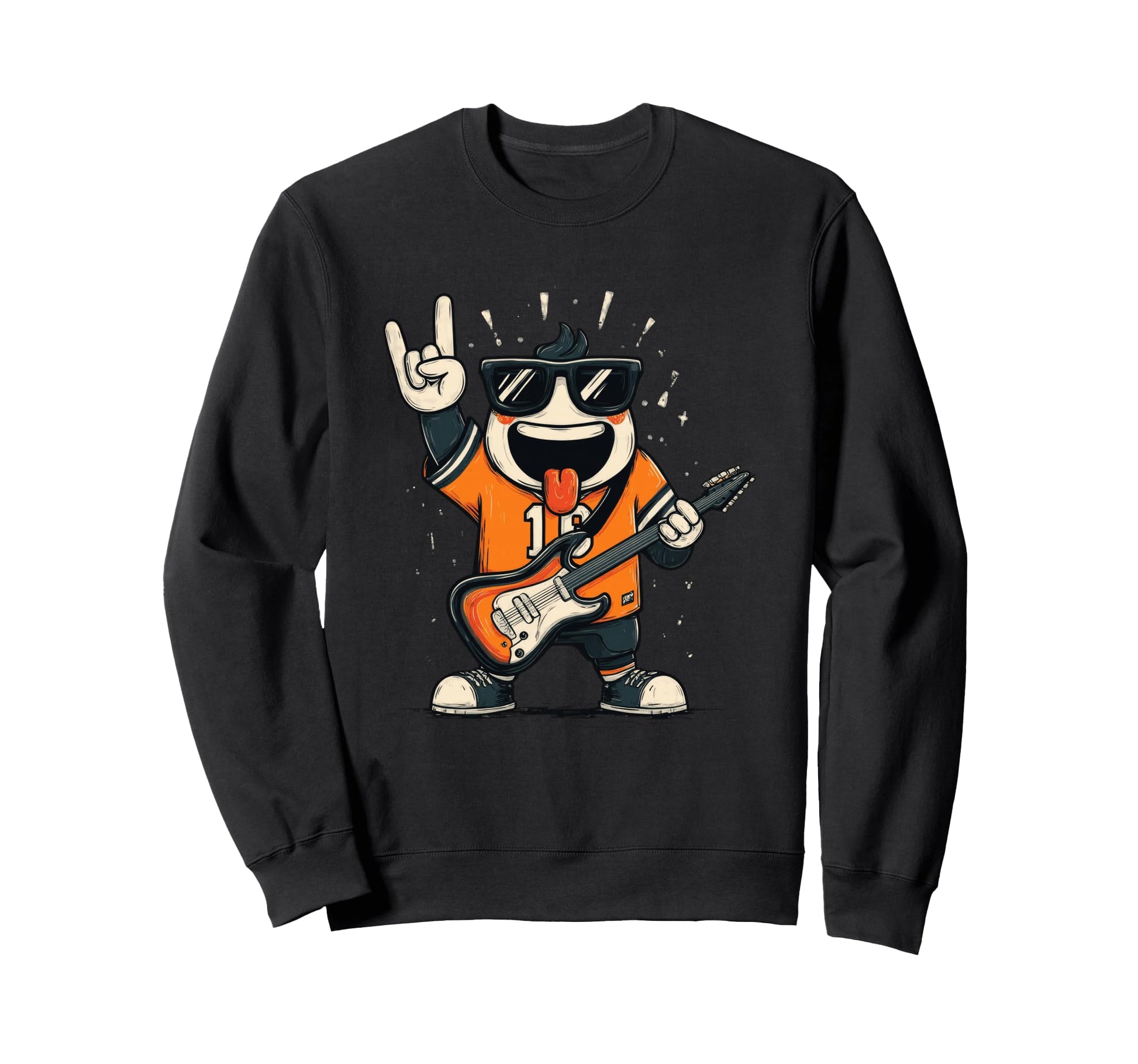 Funny Rock Music Guitarist Cartoon Sweatshirt - Novelty Apparel Men Women - T-Shirt, Sweatshirt, Hoodie