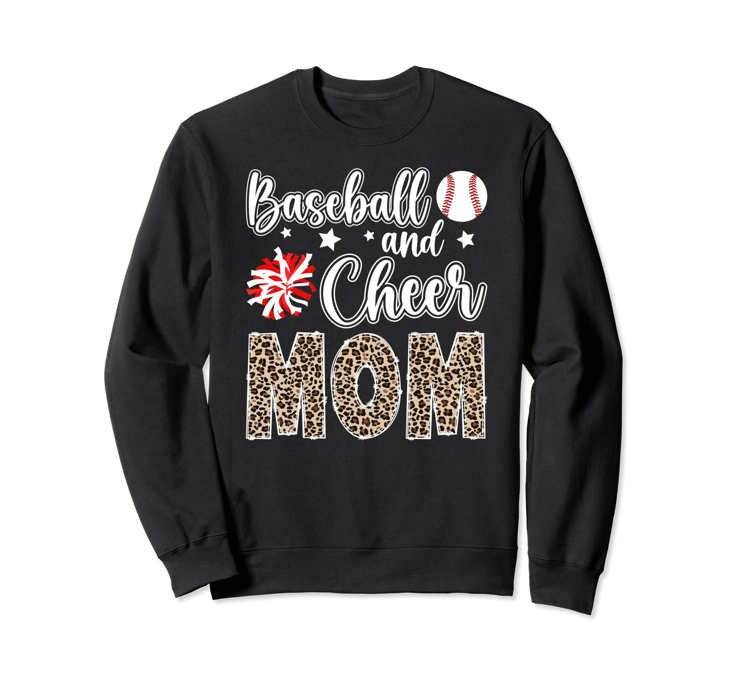 Baseball And Cheer Mom Leopard Sweatshirt - Custom Art Print Unisex - T-Shirt, Sweatshirt, Hoodie