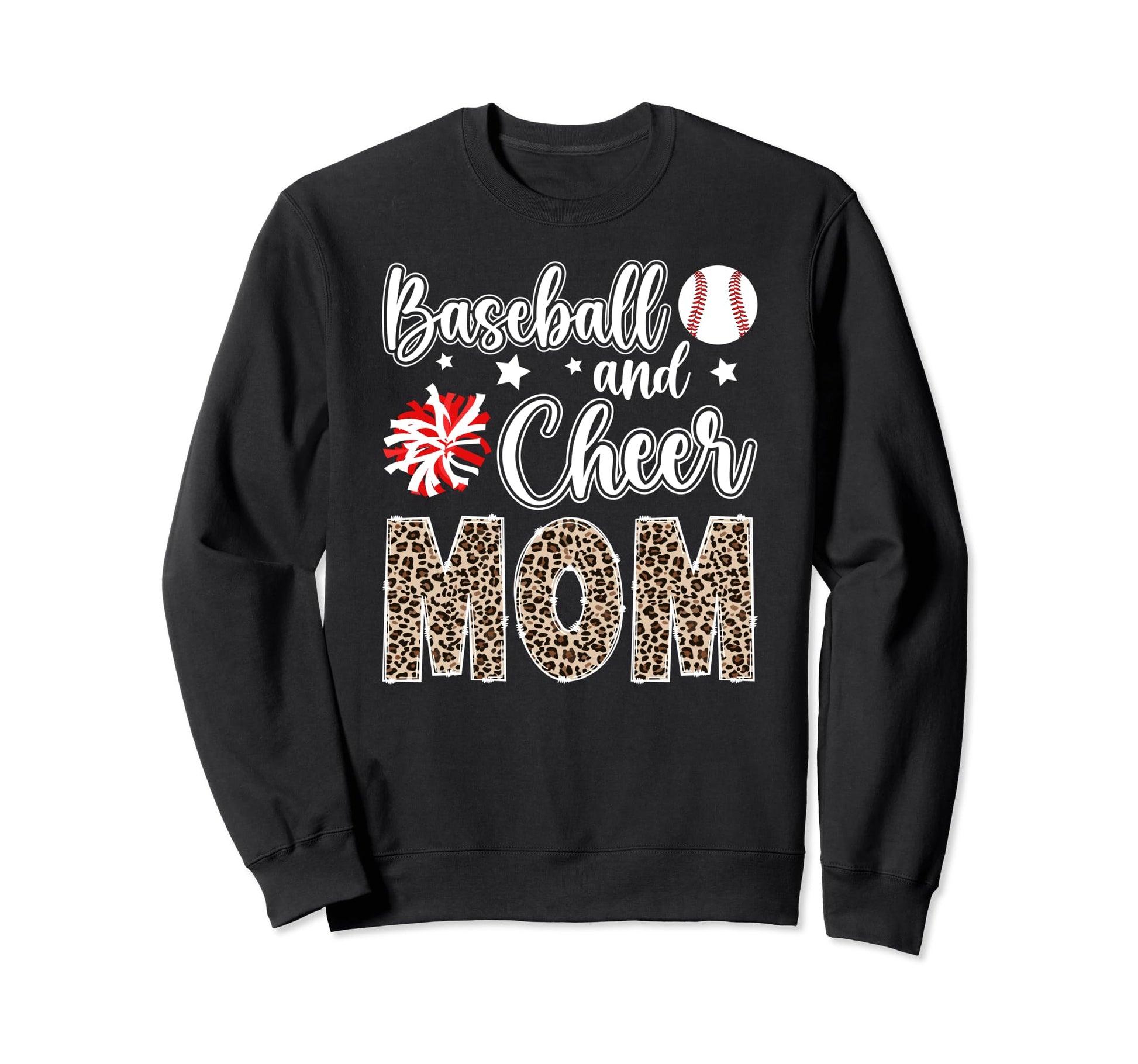 Baseball And Cheer Mom Leopard Sweatshirt - Custom Art Print Unisex - T-Shirt, Sweatshirt, Hoodie