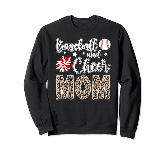 Baseball And Cheer Mom Leopard Sweatshirt - Custom Art Print Unisex - T-Shirt, Sweatshirt, Hoodie