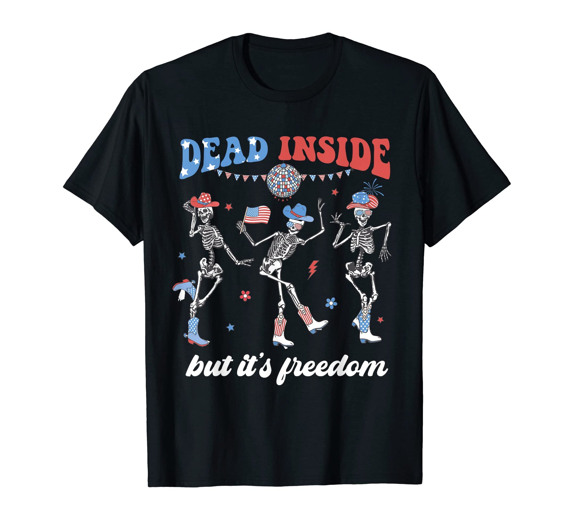 Dancing Skeleton 4Th July Cowboy Cowgirl T-Shirt - Custom Art Print Unisex - T-Shirt, Sweatshirt, Hoodie