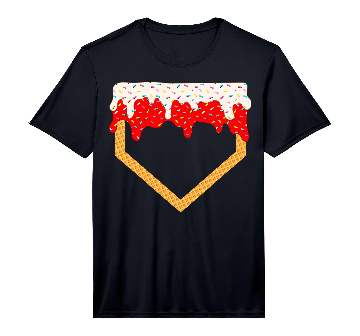 Baseball Drip Home Plate Ice Cream T-Shirt - Unique Graphic for Adults - T-Shirt, Sweatshirt, Hoodie