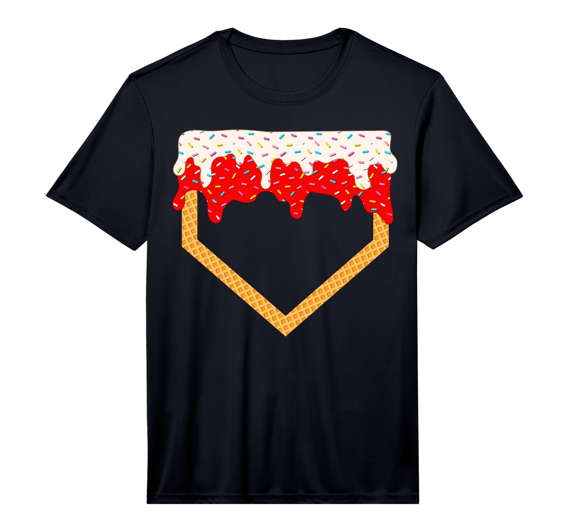 Baseball Drip Home Plate Ice Cream T-Shirt - Unique Graphic for Adults - T-Shirt, Sweatshirt, Hoodie