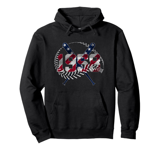 68Th Birthday Baseball 1958 Hoodie - Casual Everyday Wear for Adults - T-Shirt, Sweatshirt, Hoodie