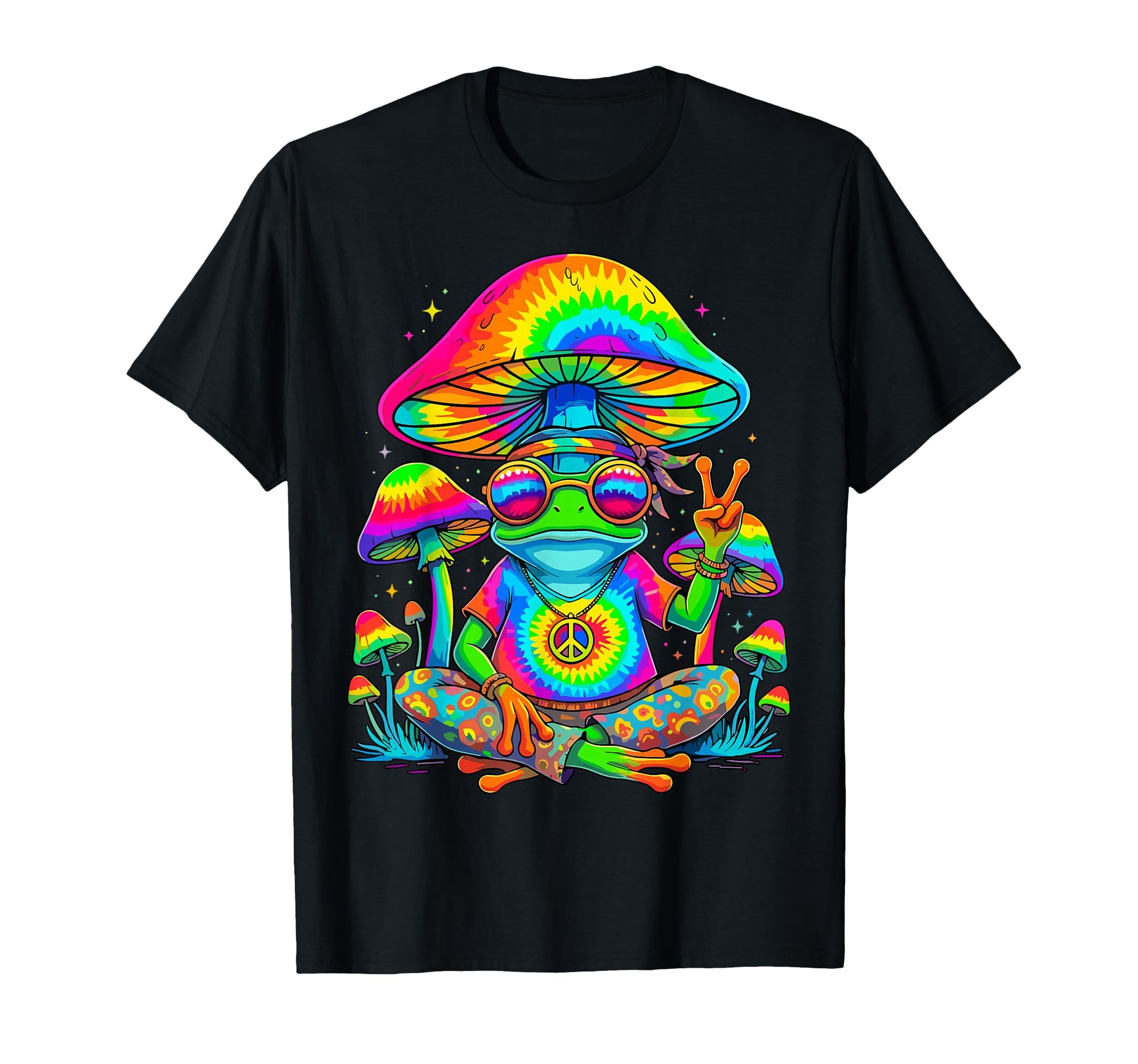 Hippie Frog Peace Sign Tie Dye 70S T-Shirt - Minimalist Print Men Women - T-Shirt, Sweatshirt, Hoodie