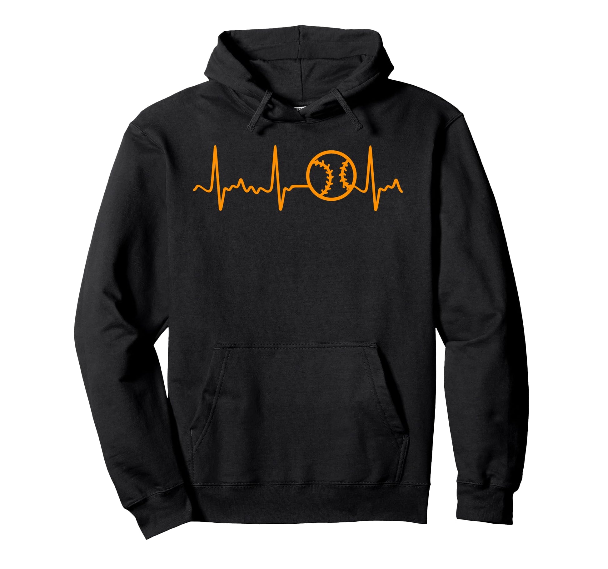 Orange Baseball Heartbeat Orange Hoodie - Trendy Graphic Men Women - T-Shirt, Sweatshirt, Hoodie