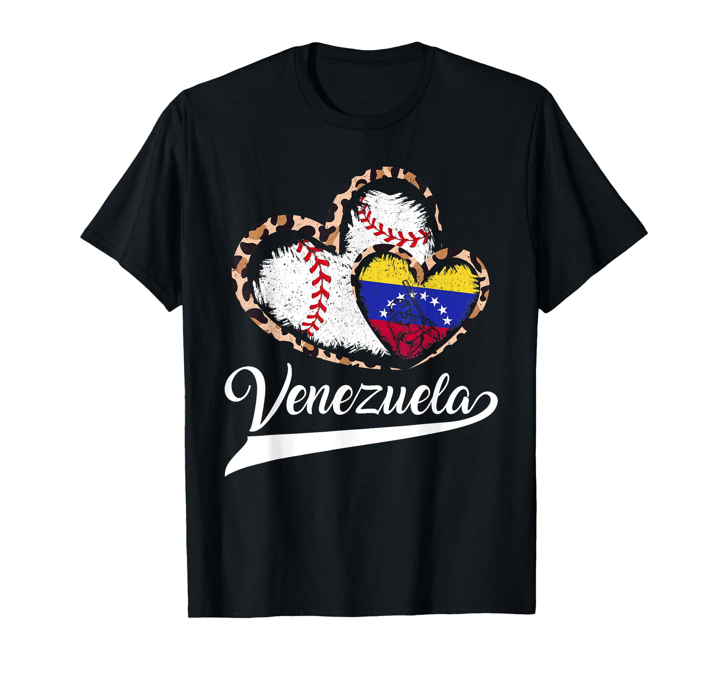 Leopard Hearts Venezuelans Baseball T-Shirt - Trendy Graphic Men Women - T-Shirt, Sweatshirt, Hoodie