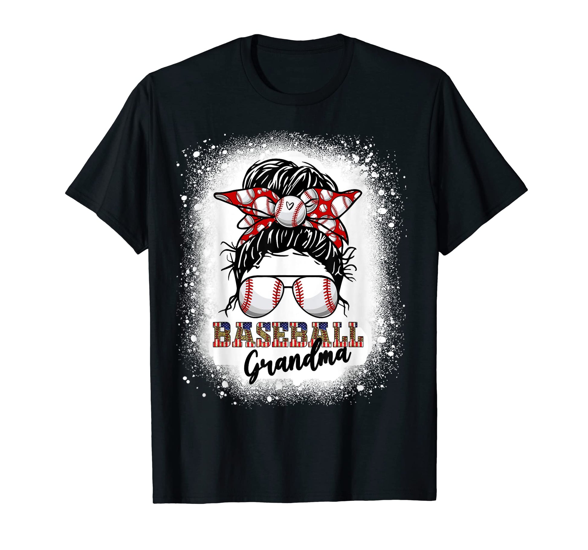 Baseball Grandma Messy Bun Hair T-Shirt - Casual Everyday Wear for Adults - T-Shirt, Sweatshirt, Hoodie