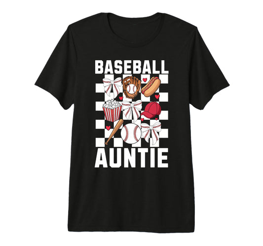 Baseball Aunt Coquette Bow Checkered T-Shirt - Custom Art Print Unisex - T-Shirt, Sweatshirt, Hoodie