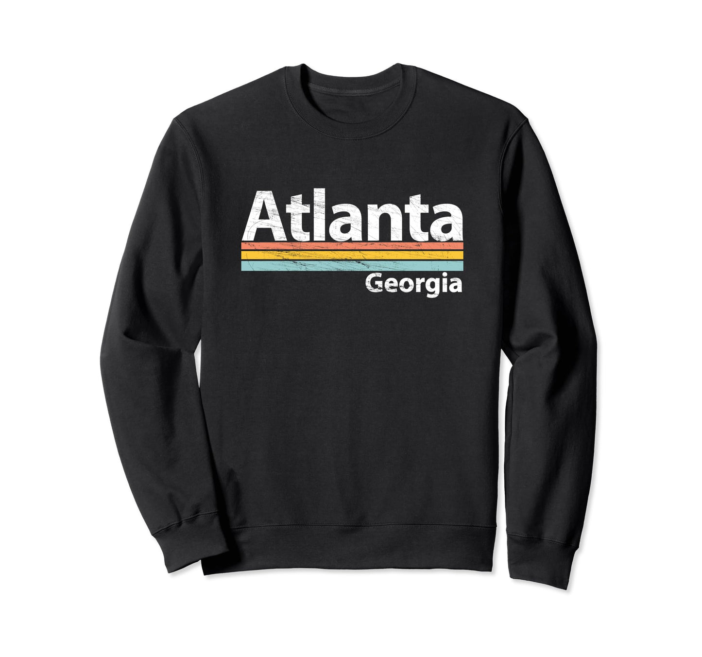 Atlanta Georgia Worn Stripes Sweatshirt - Aesthetic Graphic Men Women - T-Shirt, Sweatshirt, Hoodie