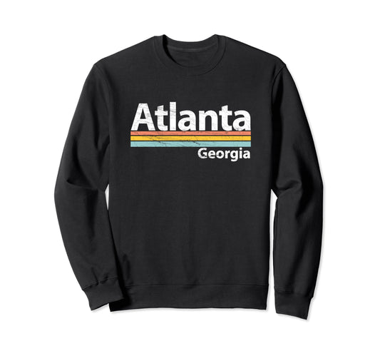 Atlanta Georgia Worn Stripes Sweatshirt - Aesthetic Graphic Men Women - T-Shirt, Sweatshirt, Hoodie