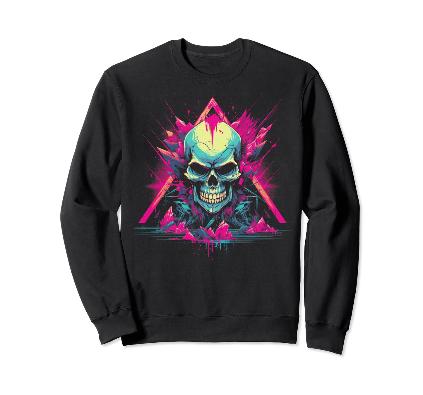 Skull Vaporwave Retrowave Sweatshirt - Casual Everyday Wear Unisex - T-Shirt, Sweatshirt, Hoodie