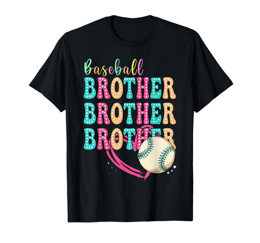 Baseball Brother Colorful Typography T-Shirt - Graphic Print for Adults - T-Shirt, Sweatshirt, Hoodie