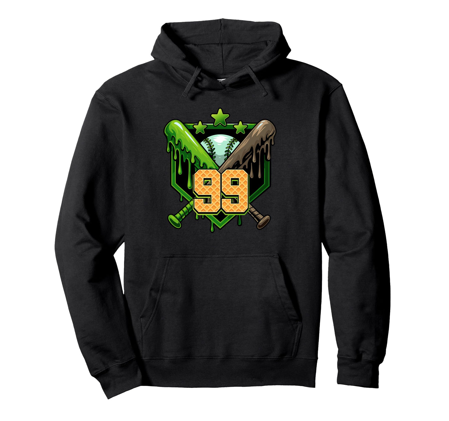 Baseball Drip 99Th Birthday Ice Cream Drip Hoodie - Graphic Print Unisex - T-Shirt, Sweatshirt, Hoodie
