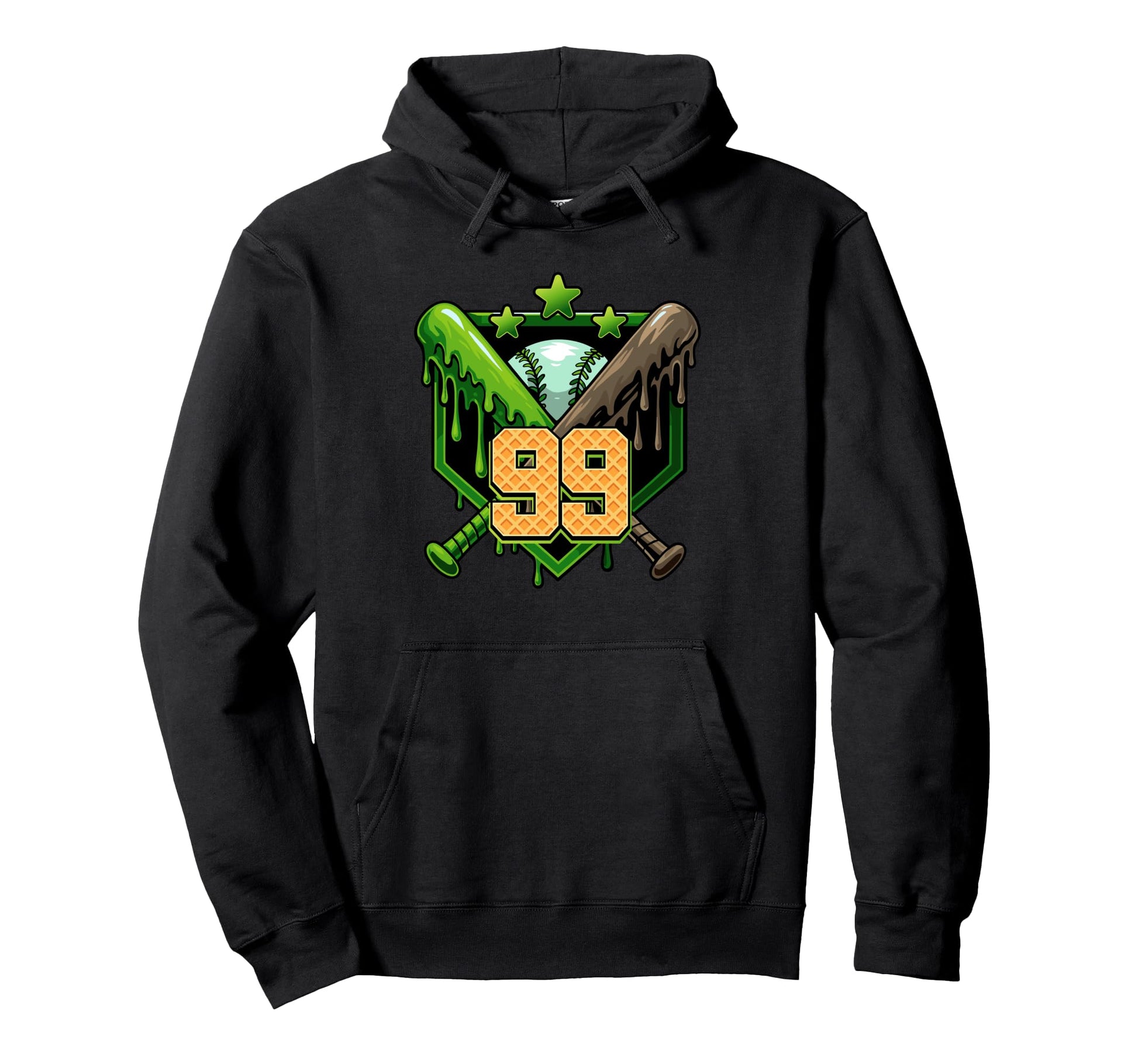 Baseball Drip 99Th Birthday Ice Cream Drip Hoodie - Graphic Print Unisex - T-Shirt, Sweatshirt, Hoodie