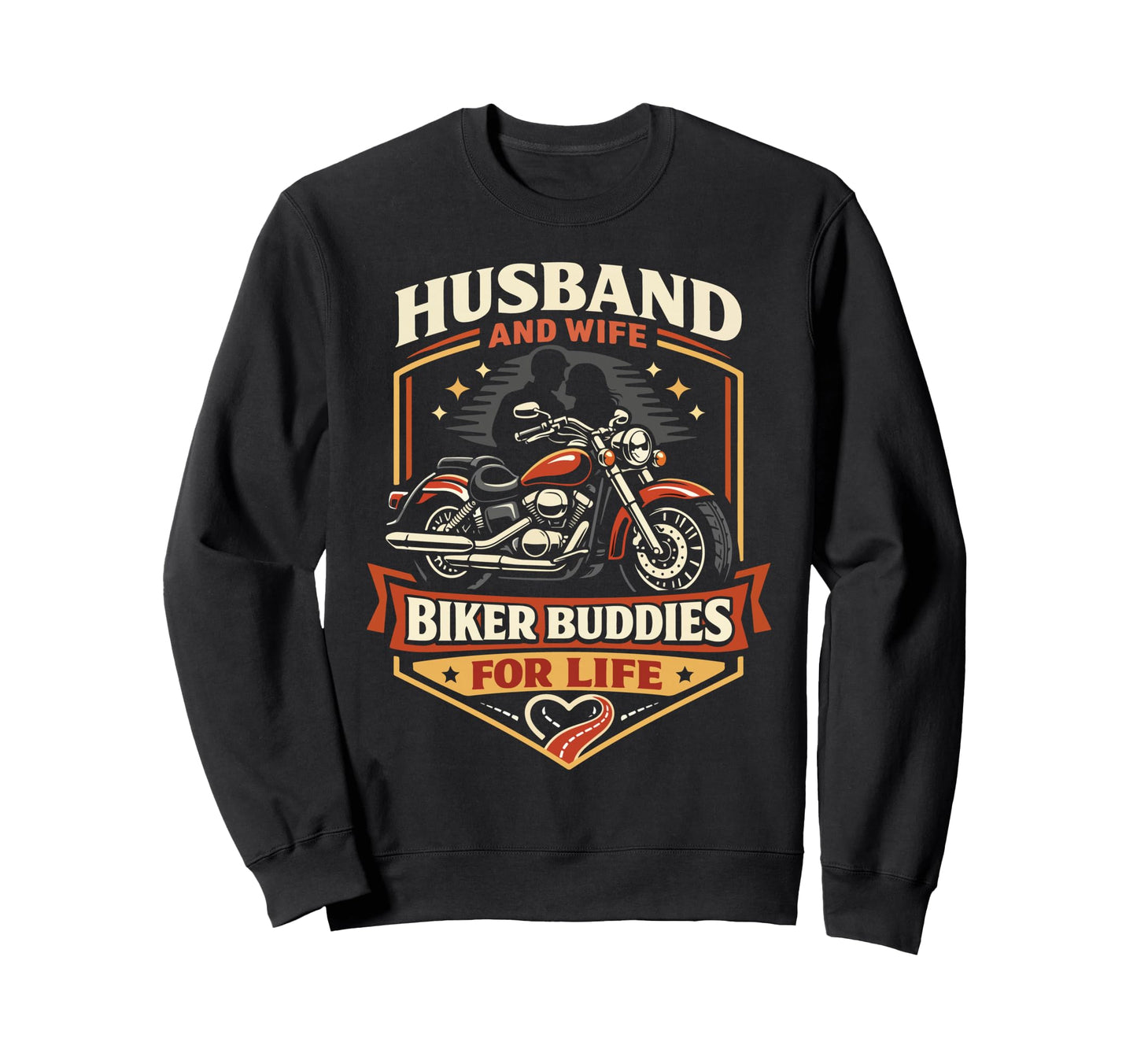 Motorcycle Biker Couple Wedding Sweatshirt - Aesthetic Graphic for Adults - T-Shirt, Sweatshirt, Hoodie