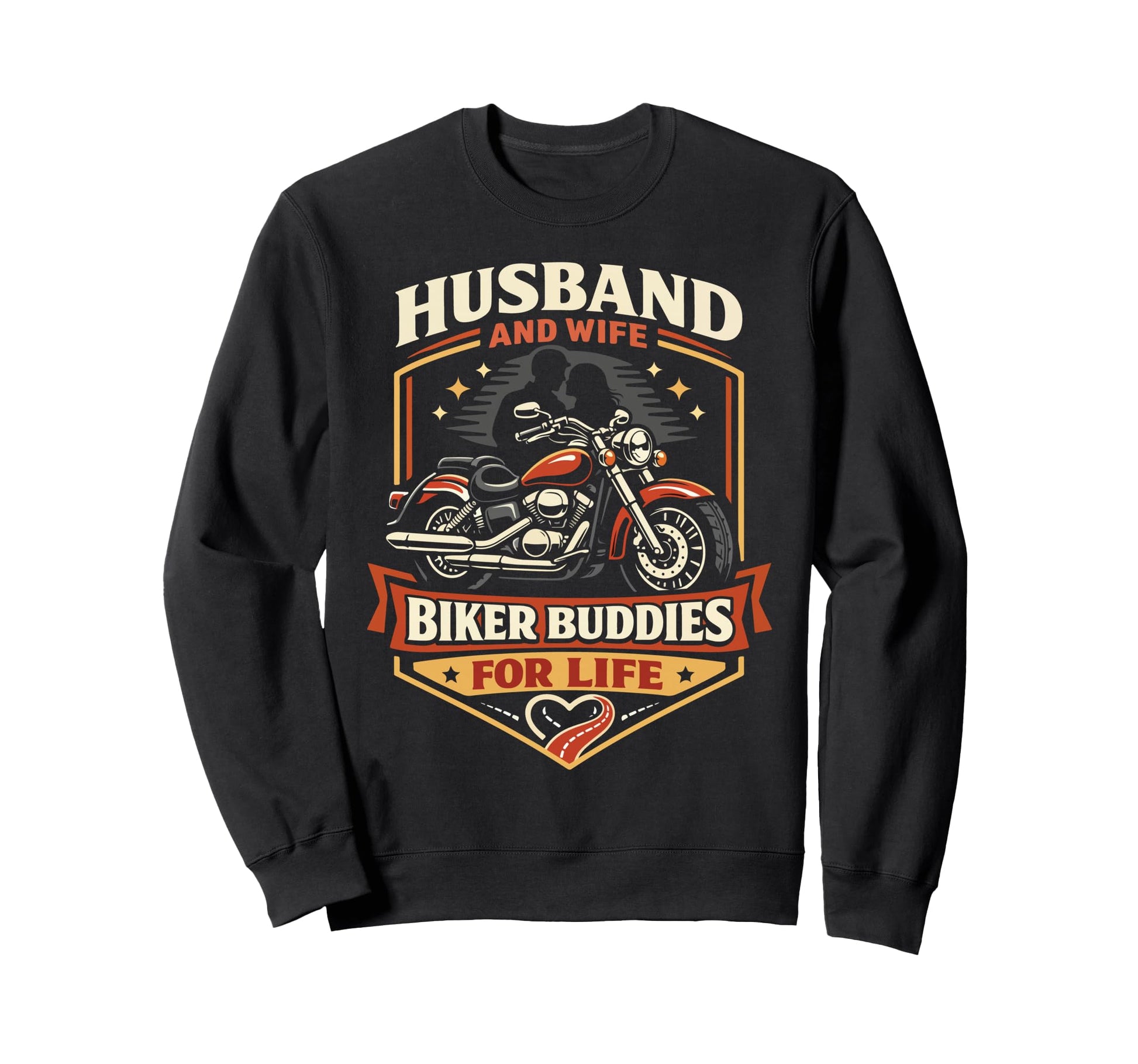 Motorcycle Biker Couple Wedding Sweatshirt - Aesthetic Graphic for Adults - T-Shirt, Sweatshirt, Hoodie