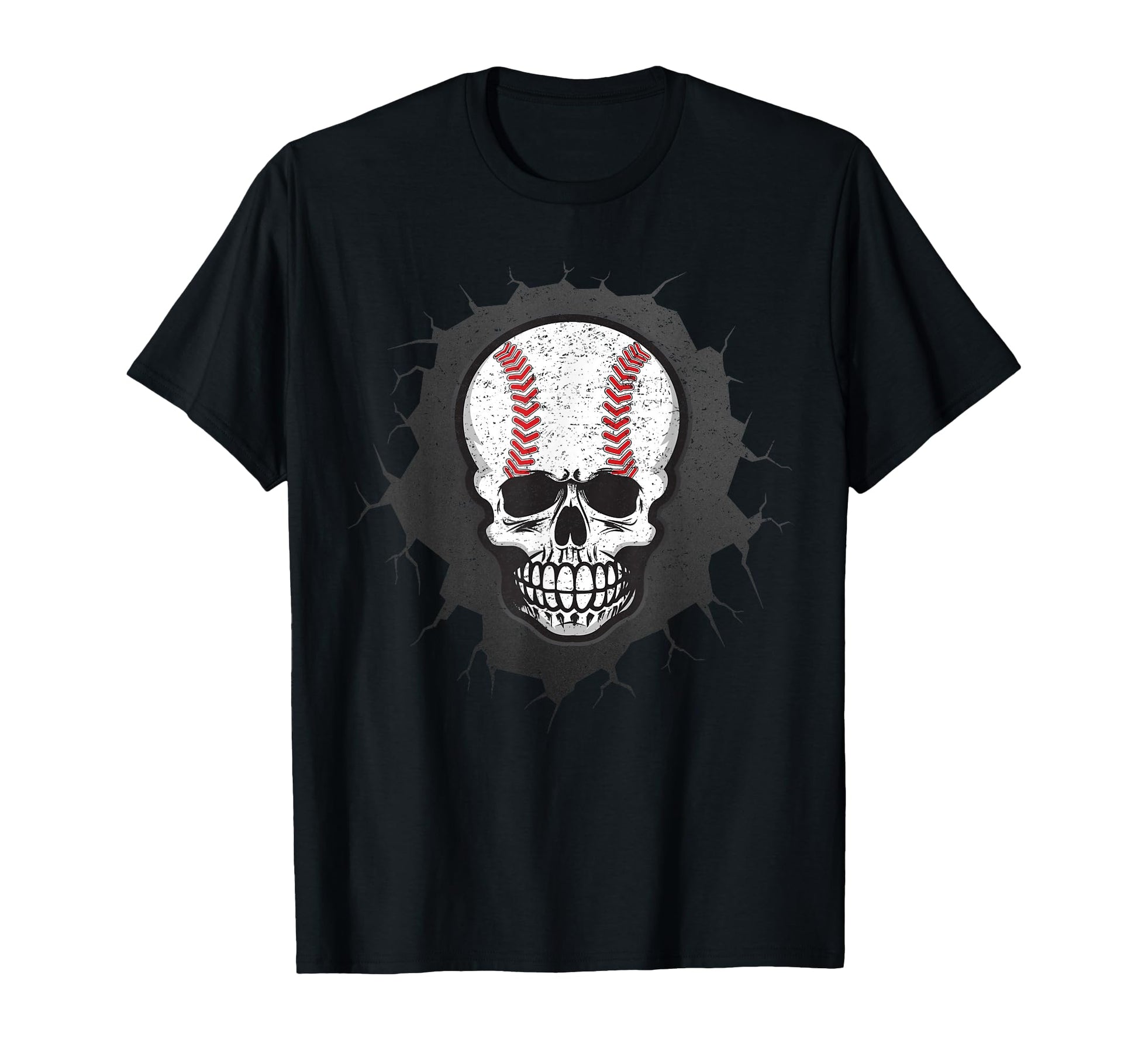 Baseball Skeleton Skull Halloween T-Shirt - Fun Novelty Design Men Women - T-Shirt, Sweatshirt, Hoodie