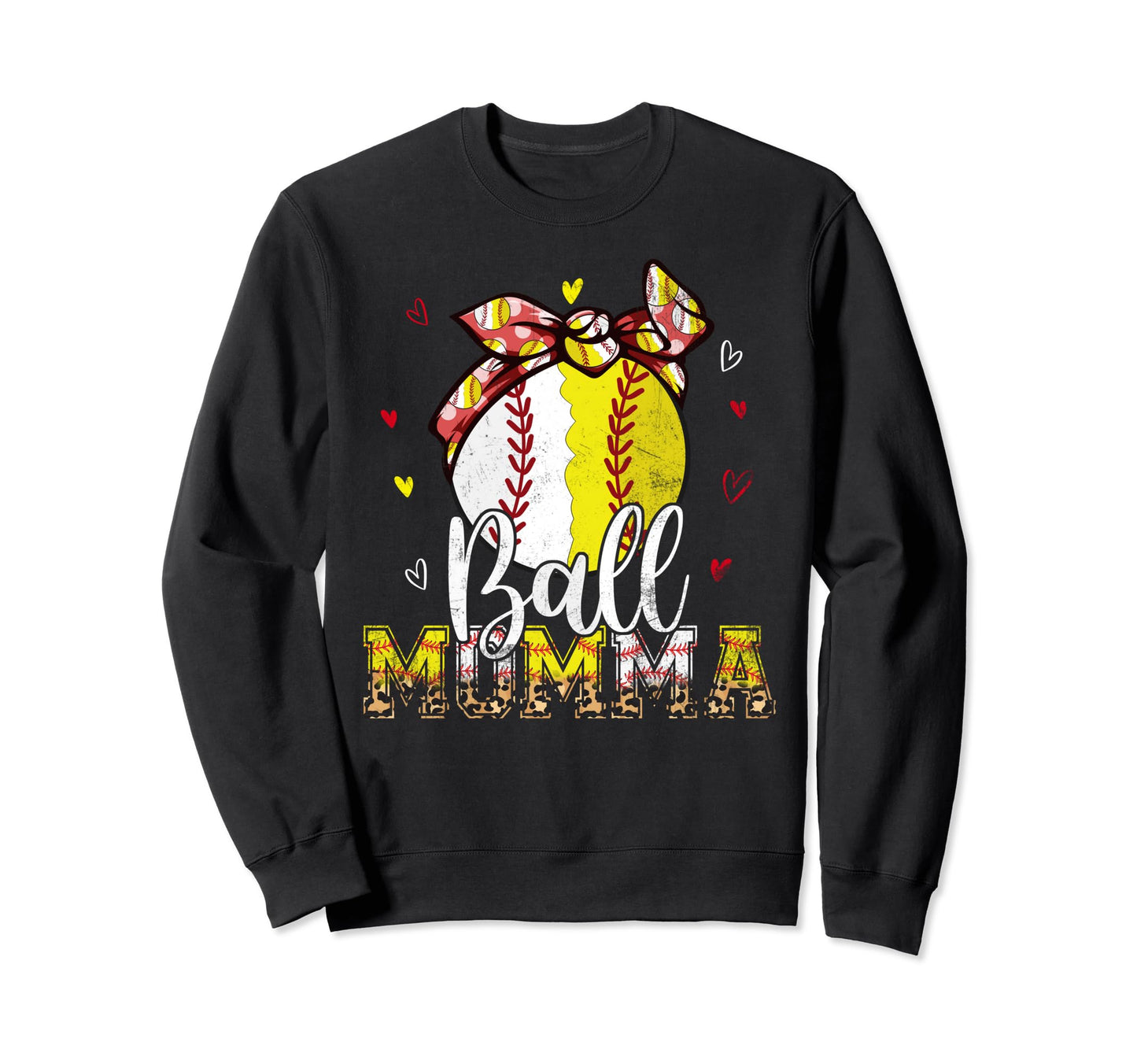 Softball Baseball Ball Momma Bandana Sweatshirt - Graphic Print for Adults - T-Shirt, Sweatshirt, Hoodie