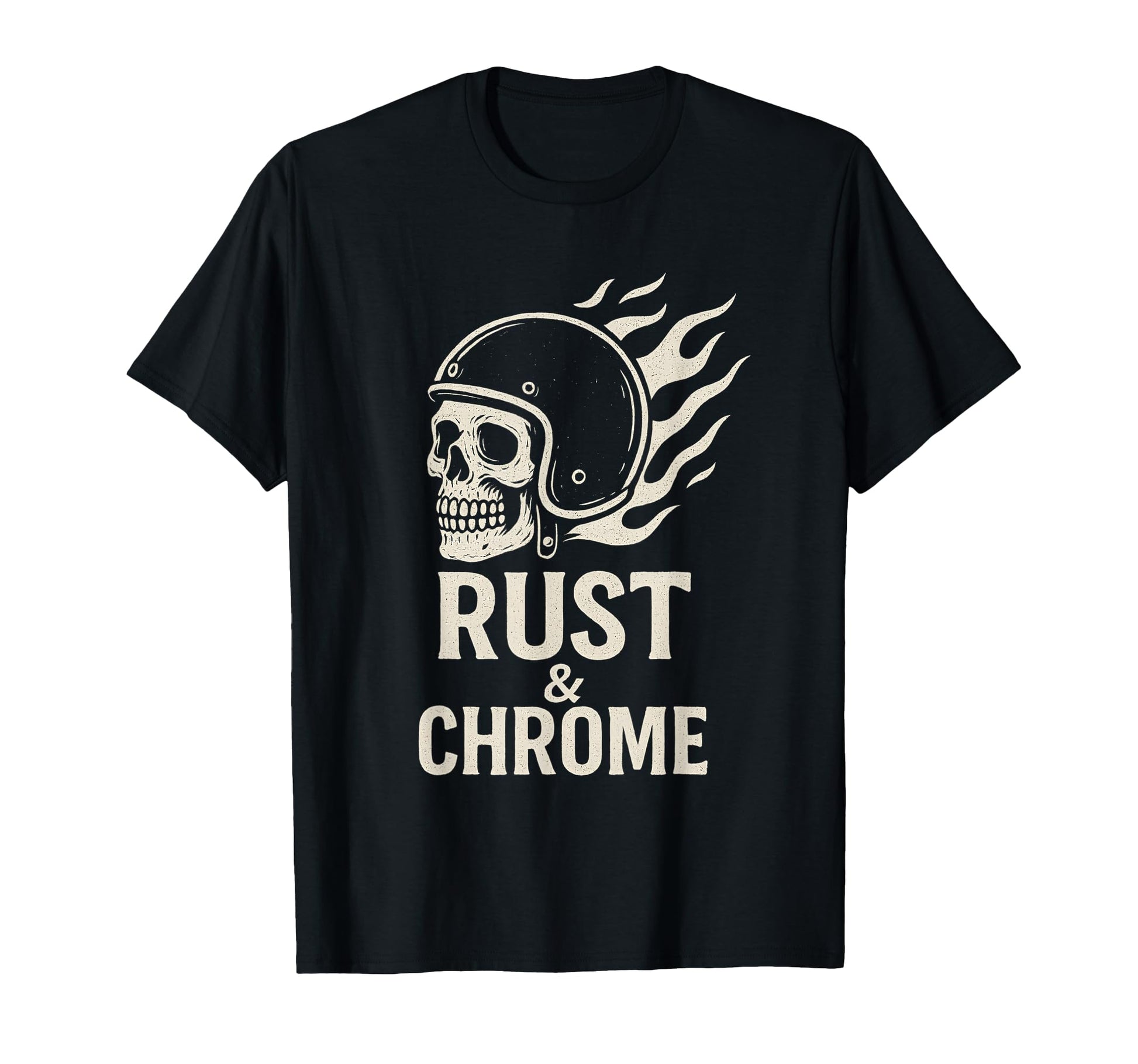 Rust Chrome Skull Helmet Biker T-Shirt - Aesthetic Graphic Men Women - T-Shirt, Sweatshirt, Hoodie