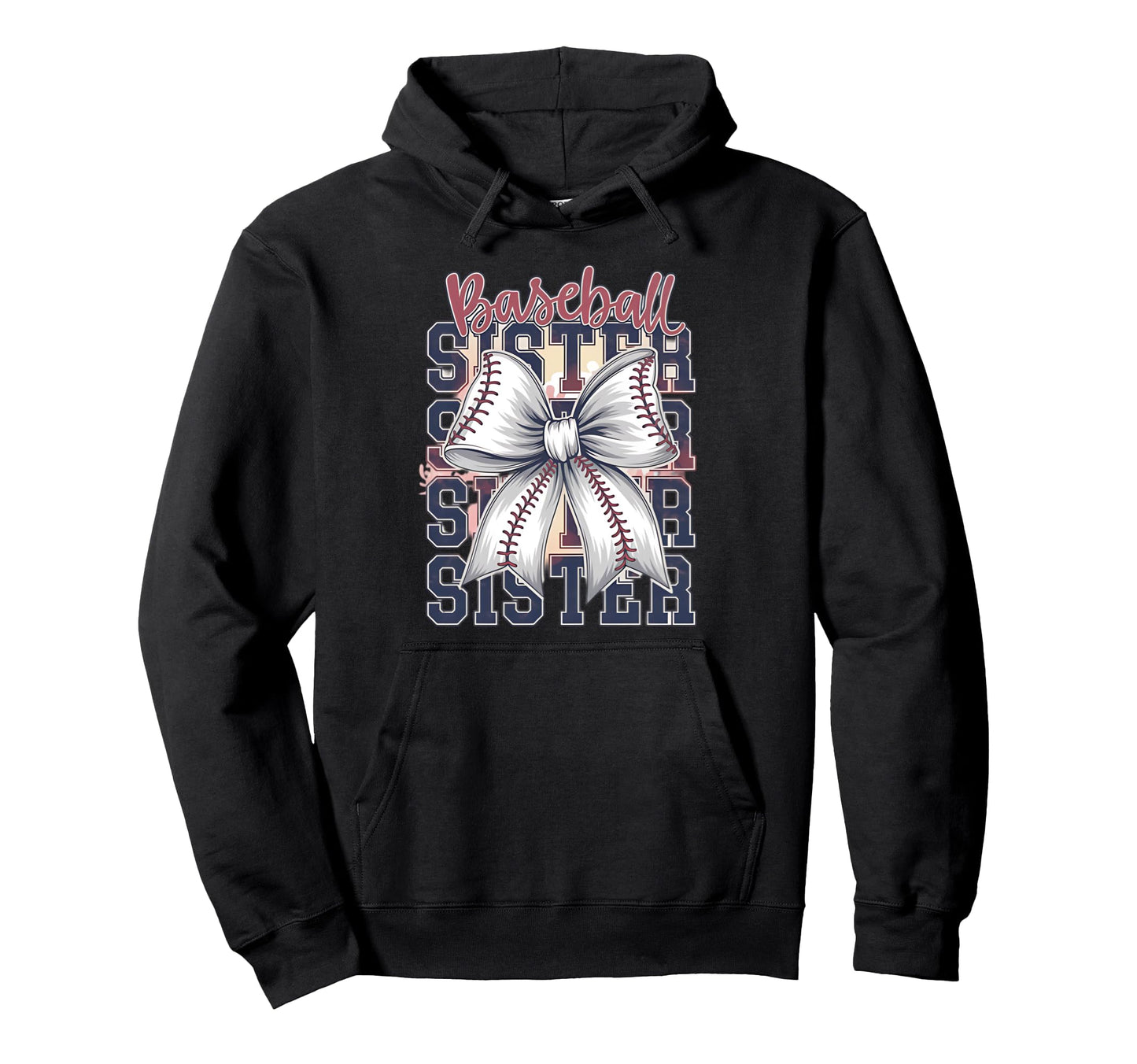 Baseball Sister Coquette Bow Hoodie - Graphic Print for Adults - T-Shirt, Sweatshirt, Hoodie