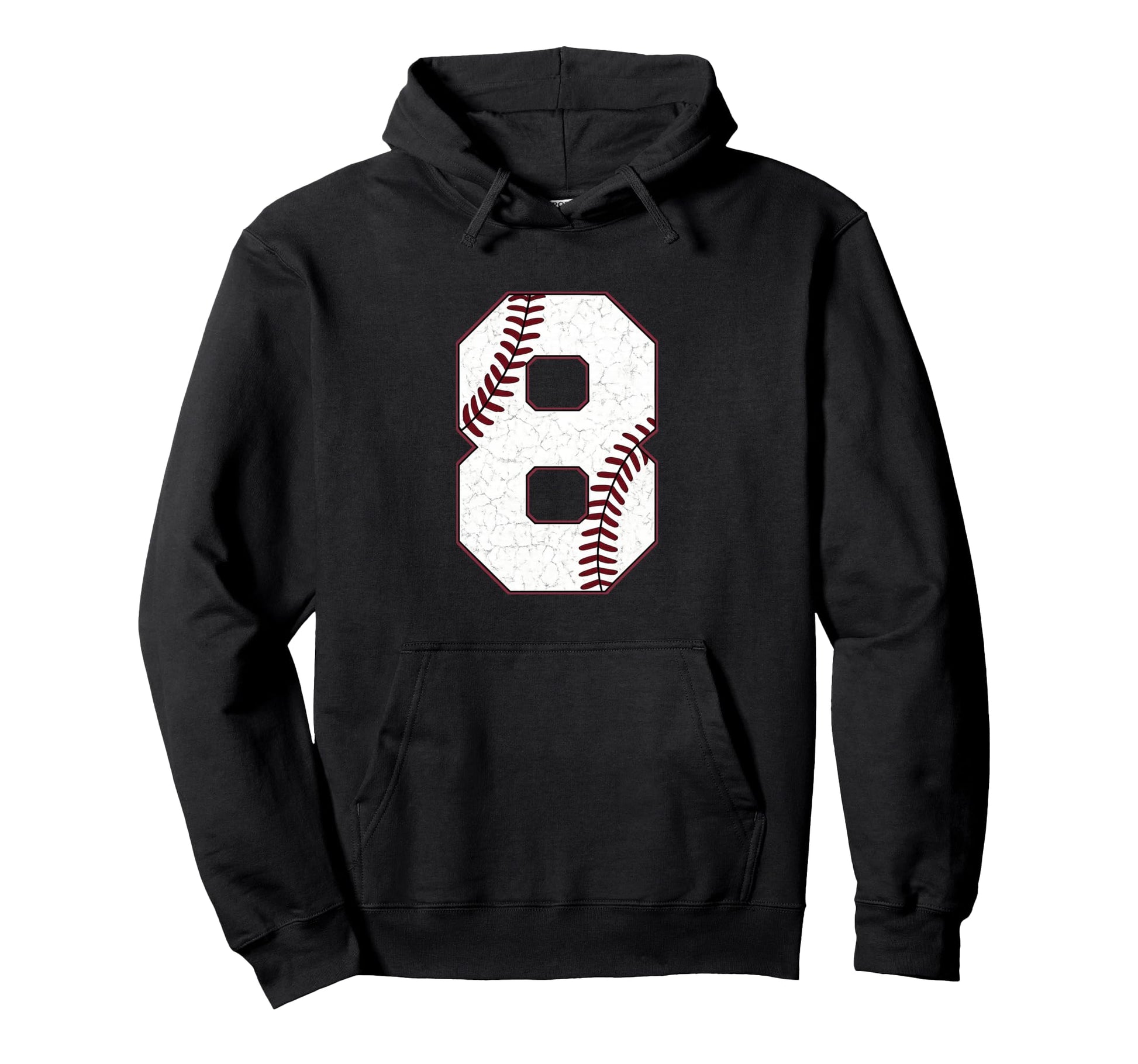 Distressed Baseball Jersey Number 8 Hoodie - Aesthetic Graphic Unisex - T-Shirt, Sweatshirt, Hoodie