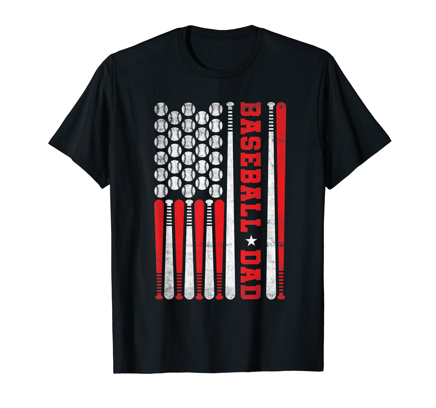 Mens Baseball Dad American Flag 4Th T-Shirt - Minimalist Print Men Women - T-Shirt, Sweatshirt, Hoodie
