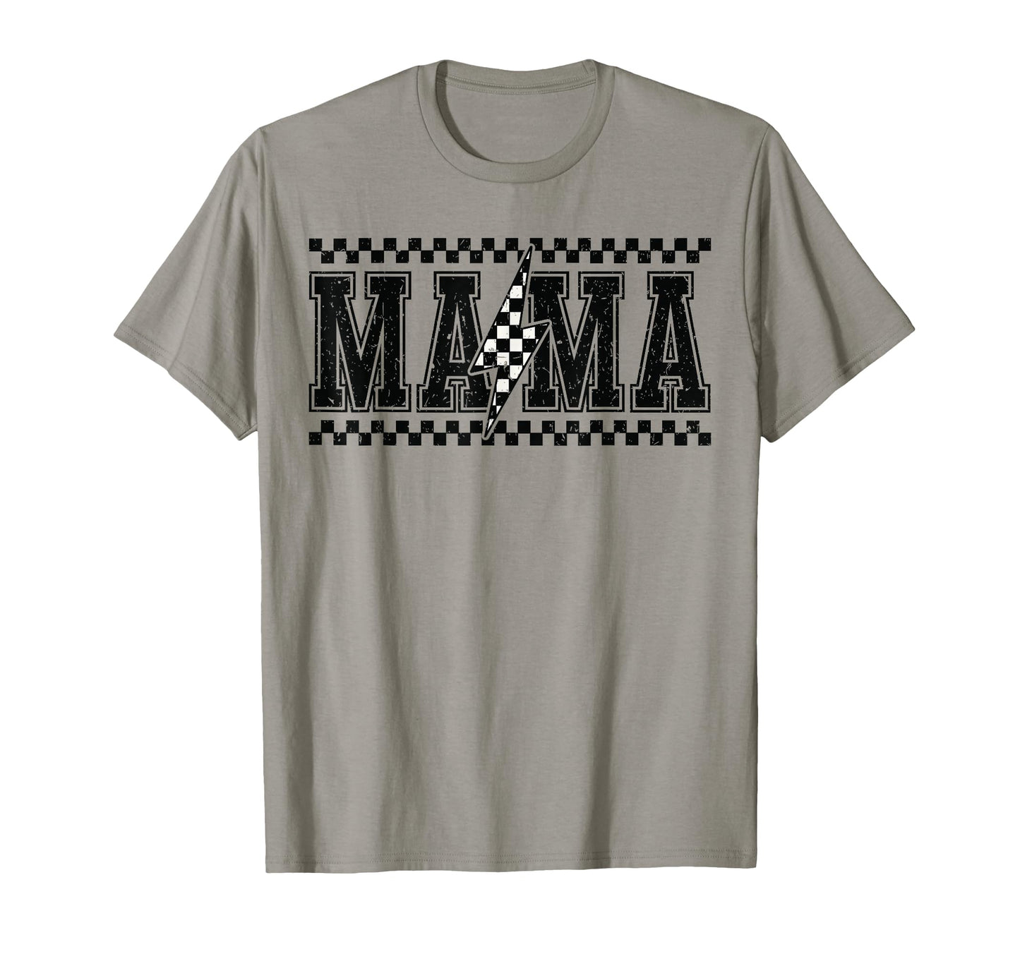Mama Lightning Bolt Checkered T-Shirt - Aesthetic Graphic Men Women - T-Shirt, Sweatshirt, Hoodie