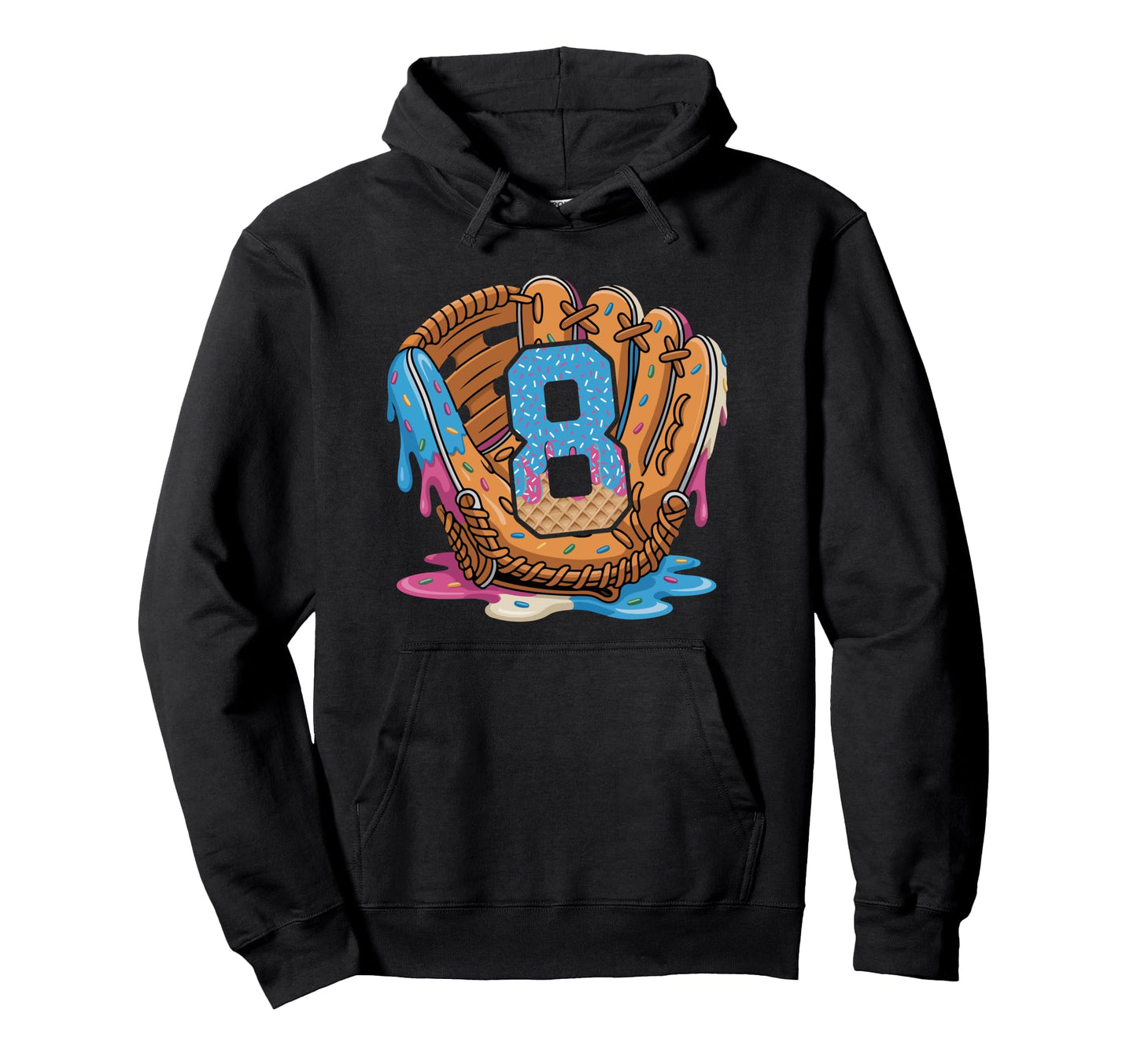 Baseball 8 Year Old Ice Cream Drip 8Th Hoodie - Graphic Print Men Women - T-Shirt, Sweatshirt, Hoodie