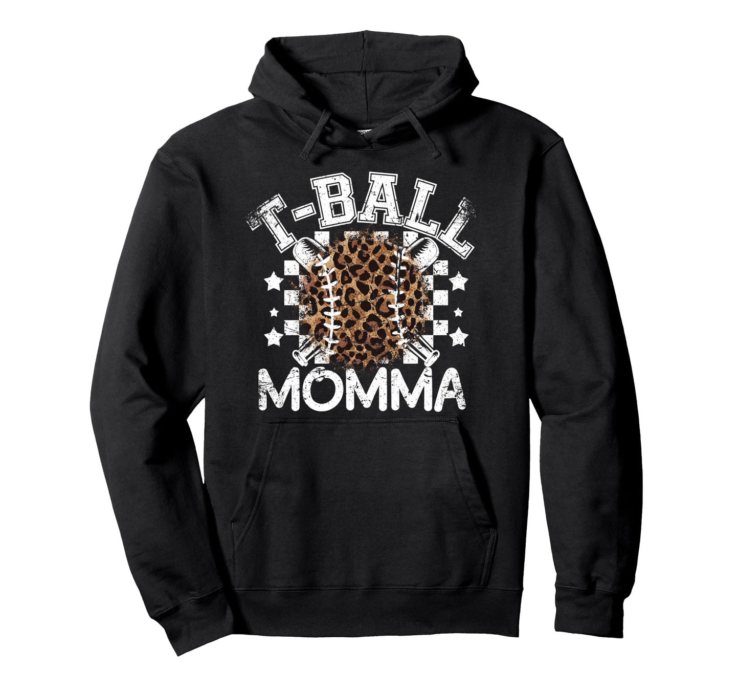 T Ball Teeball Momma Leopard Cheetah Hoodie - Unique Graphic Unisex - T-Shirt, Sweatshirt, Hoodie