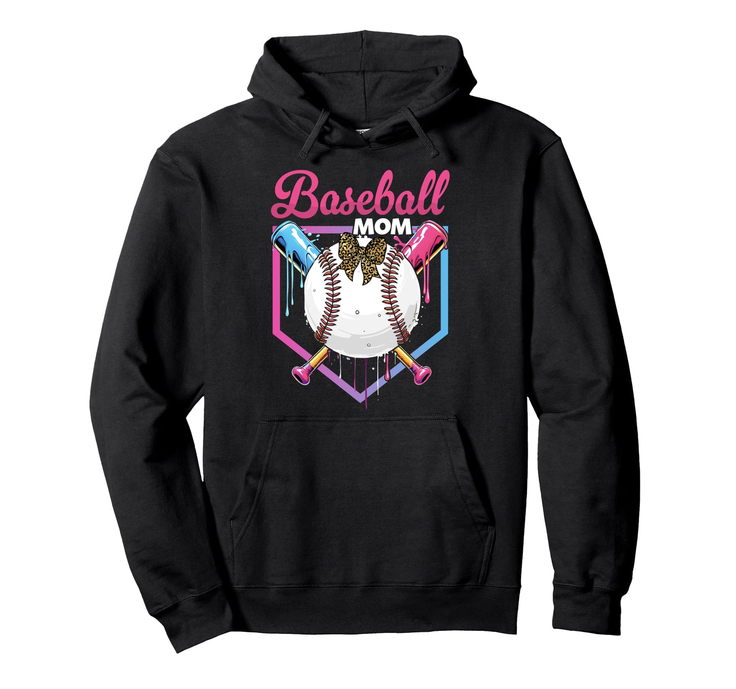 Baseball Drip Mom Bow Baseball Mothers Day Hoodie - Graphic Print Unisex - T-Shirt, Sweatshirt, Hoodie