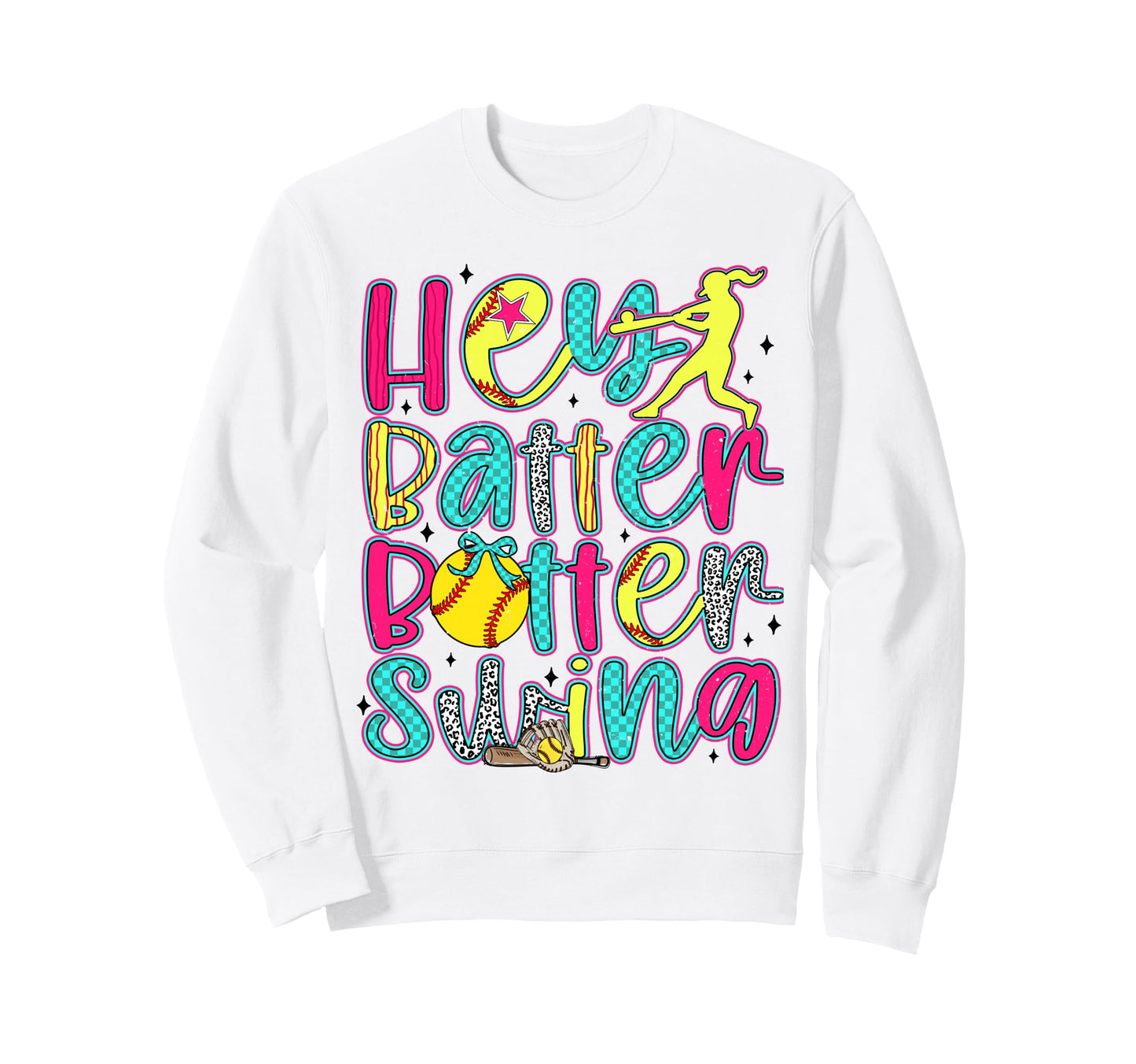 Hey Batter Batter Swing Coquette Bow Sweatshirt - Minimalist Print Unisex - T-Shirt, Sweatshirt, Hoodie