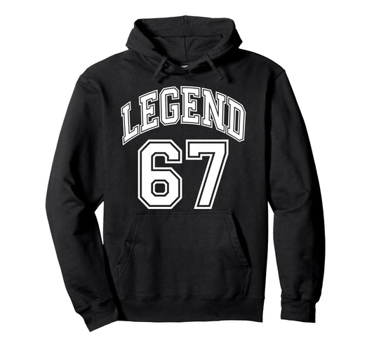 67Th Birthday Legend Number 67 Athletic Hoodie - Novelty Apparel Unisex - T-Shirt, Sweatshirt, Hoodie