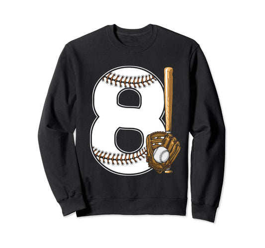 Baseball Birthday 8Th Birthday Sweatshirt - Unique Graphic for Adults - T-Shirt, Sweatshirt, Hoodie