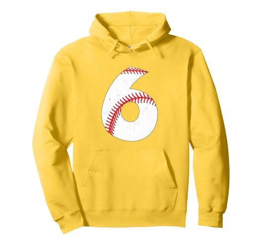 6 Year Old Baseball Birthday Hoodie - Aesthetic Graphic Unisex - T-Shirt, Sweatshirt, Hoodie