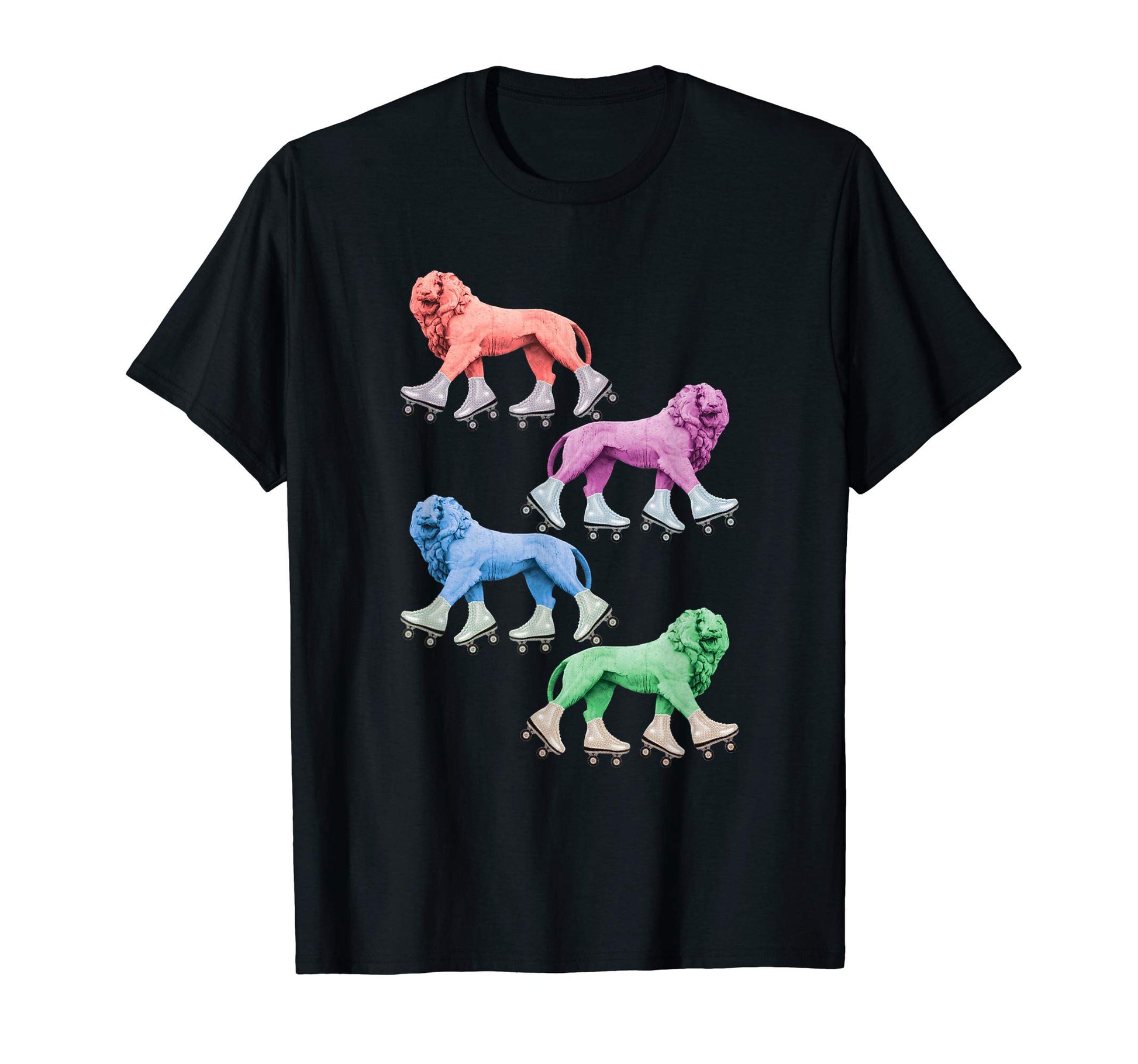 Roller Skating Lion Pop Art Vaporwave 80S T-Shirt - Trendy Graphic Unisex - T-Shirt, Sweatshirt, Hoodie