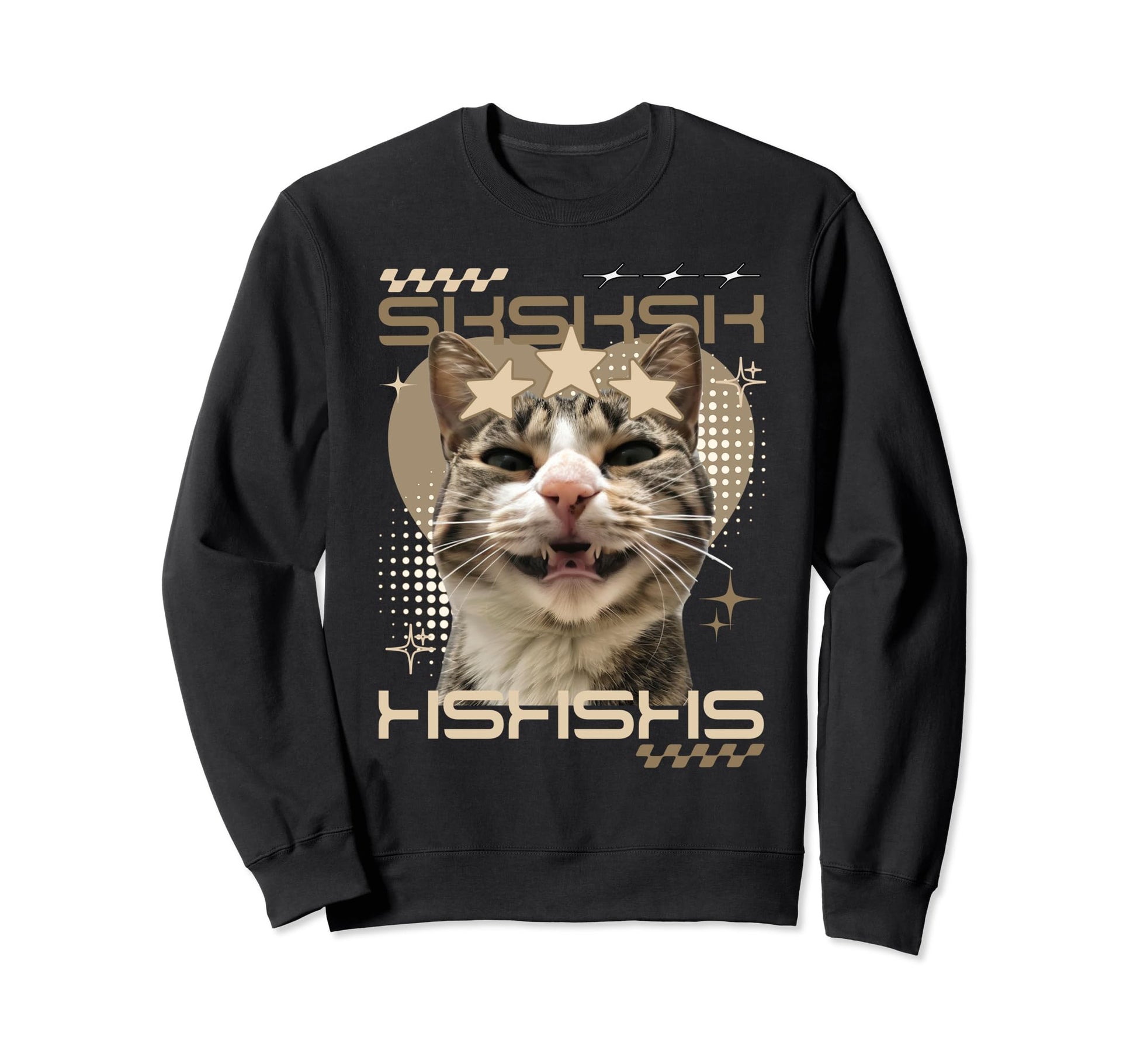Sksksk Funny Cat Face Y2K Sweatshirt - Custom Art Print Men Women - T-Shirt, Sweatshirt, Hoodie