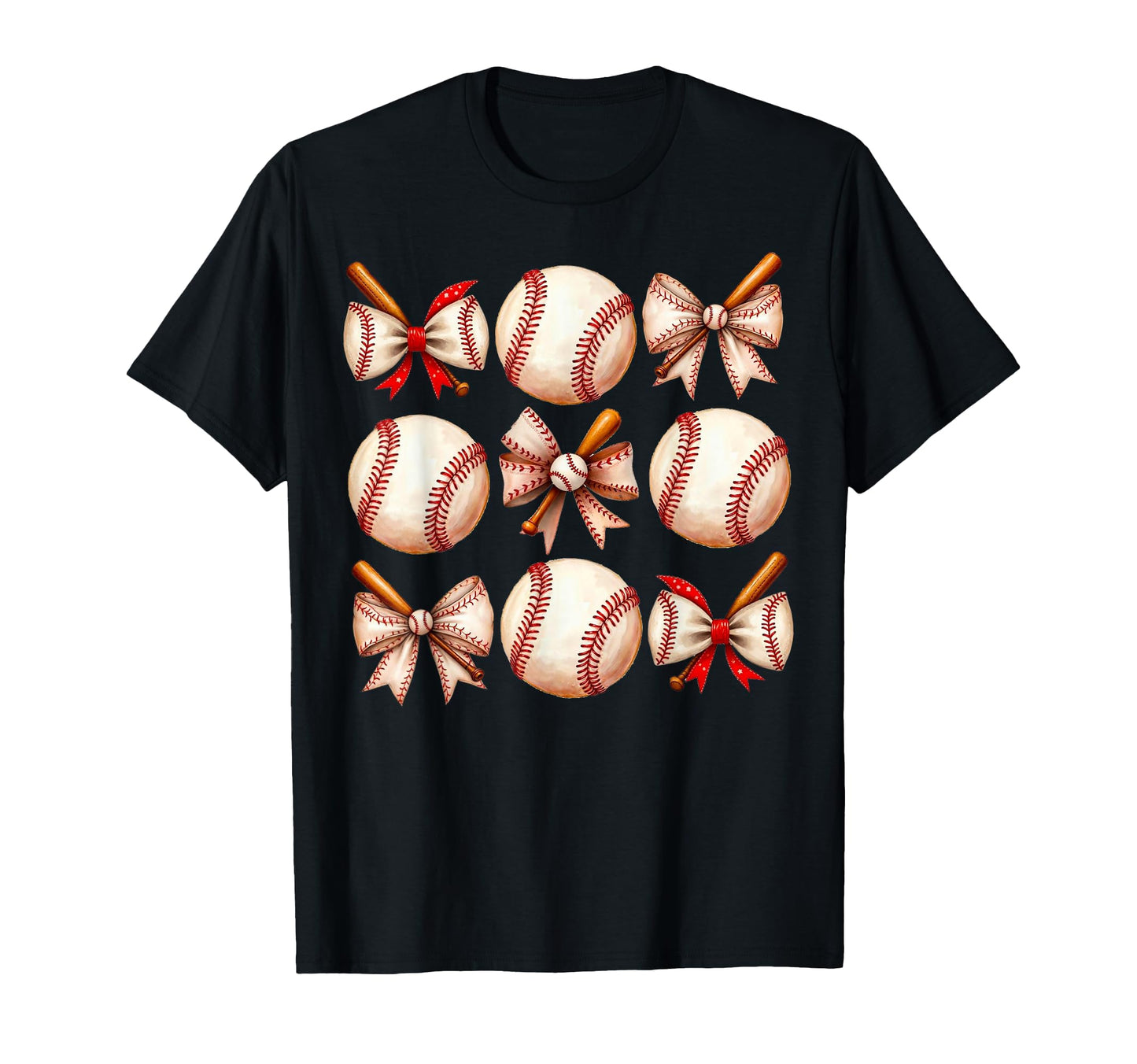 Game Day Baseball Bow Mom Sports T-Shirt - Minimalist Print Men Women - T-Shirt, Sweatshirt, Hoodie