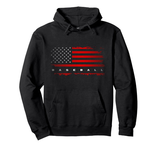 American Flag Baseball Baseball Hoodie - Casual Everyday Wear for Adults - T-Shirt, Sweatshirt, Hoodie