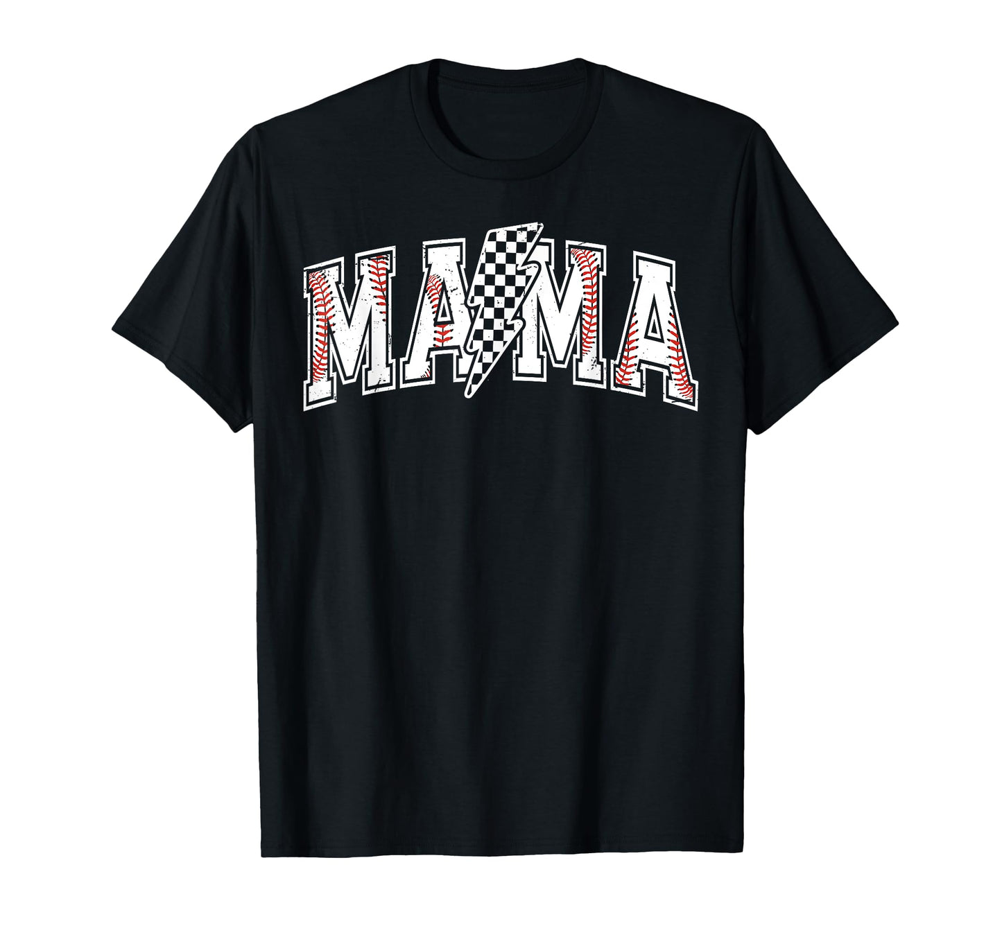Checkered Baseball Mama Sports Mom Game T-Shirt - Custom Art Print Unisex - T-Shirt, Sweatshirt, Hoodie