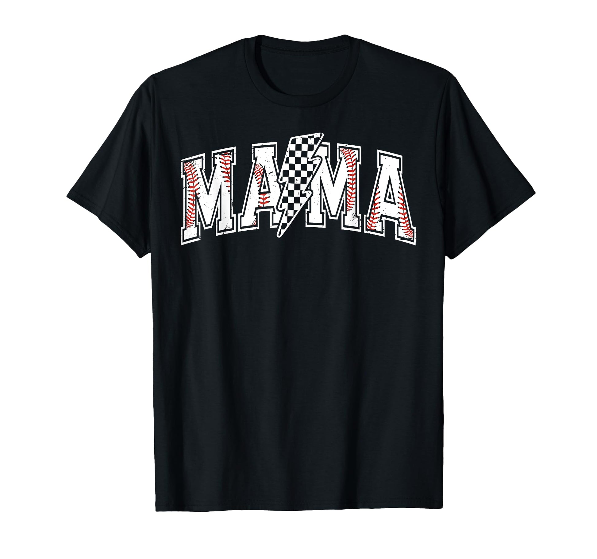Checkered Baseball Mama Sports Mom Game T-Shirt - Custom Art Print Unisex - T-Shirt, Sweatshirt, Hoodie