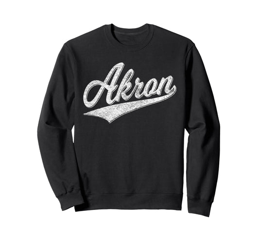 Akron Ohio Varsity Script Sports Sweatshirt - Custom Art Print Men Women - T-Shirt, Sweatshirt, Hoodie