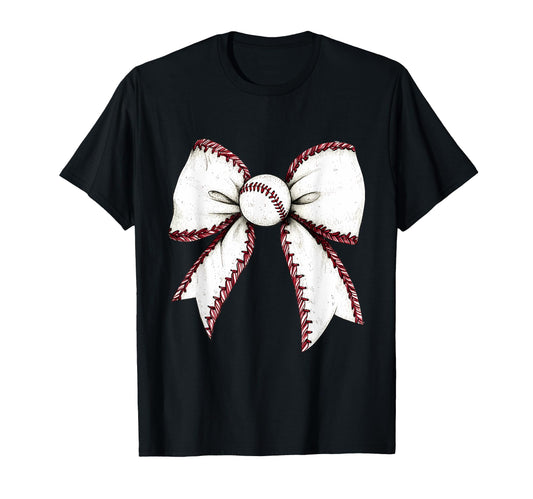 Baseball Coquette Bow Baseball Mom T-Shirt - Unique Graphic Unisex - T-Shirt, Sweatshirt, Hoodie
