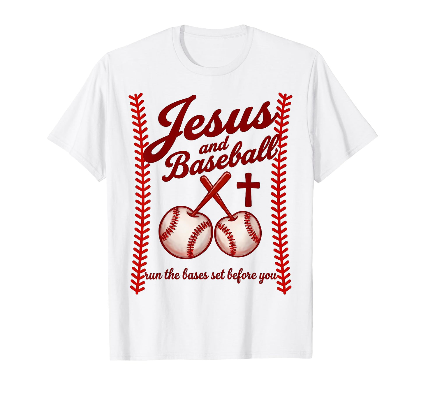 Jesus And Baseball Runs Bases Set T-Shirt - Unique Graphic Men Women - T-Shirt, Sweatshirt, Hoodie