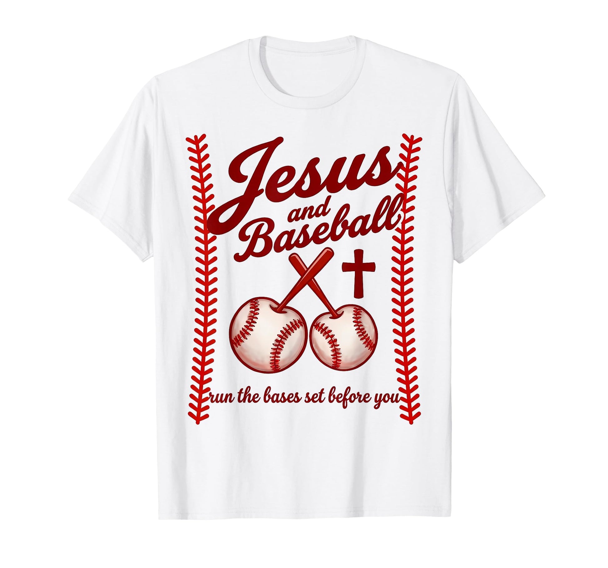 Jesus And Baseball Runs Bases Set T-Shirt - Unique Graphic Men Women - T-Shirt, Sweatshirt, Hoodie